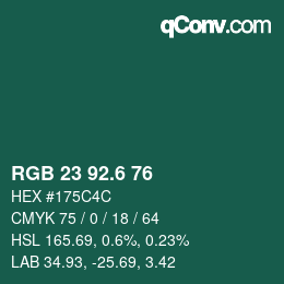 カラーコード: RGB 23 92.6 76 | qconv.com