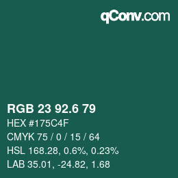 カラーコード: RGB 23 92.6 79 | qconv.com