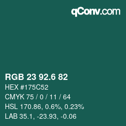 カラーコード: RGB 23 92.6 82 | qconv.com