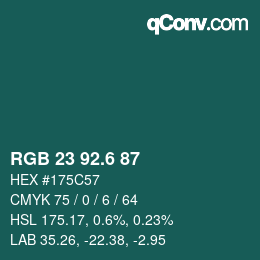 カラーコード: RGB 23 92.6 87 | qconv.com
