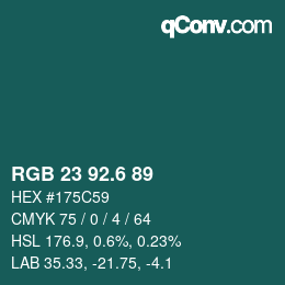 カラーコード: RGB 23 92.6 89 | qconv.com