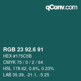 カラーコード: RGB 23 92.6 91 | qconv.com