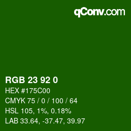 カラーコード: RGB 23 92 0 | qconv.com