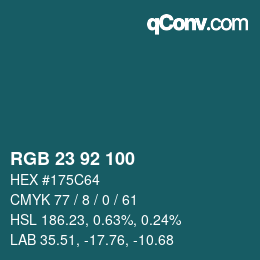 颜色代码: RGB 23 92 100 | qconv.com