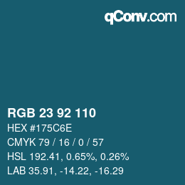 颜色代码: RGB 23 92 110 | qconv.com