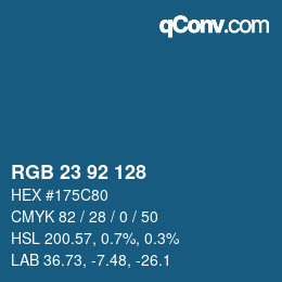 カラーコード: RGB 23 92 128 | qconv.com