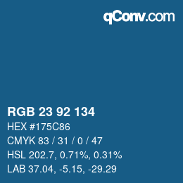 カラーコード: RGB 23 92 134 | qconv.com