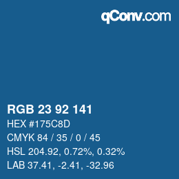 Color code: RGB 23 92 141 | qconv.com