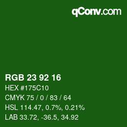 カラーコード: RGB 23 92 16 | qconv.com