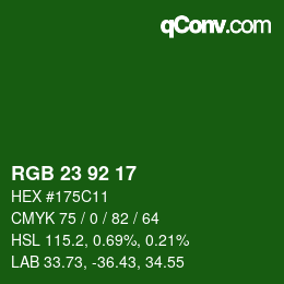 カラーコード: RGB 23 92 17 | qconv.com