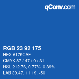 カラーコード: RGB 23 92 175 | qconv.com