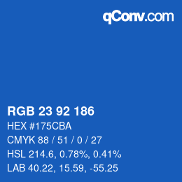 カラーコード: RGB 23 92 186 | qconv.com