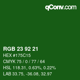 カラーコード: RGB 23 92 21 | qconv.com