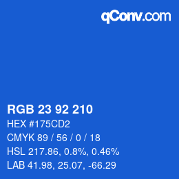 カラーコード: RGB 23 92 210 | qconv.com