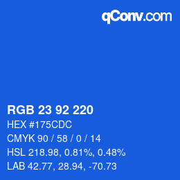 カラーコード: RGB 23 92 220 | qconv.com
