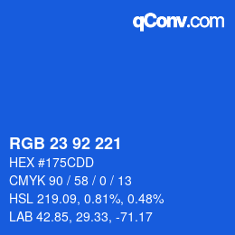 カラーコード: RGB 23 92 221 | qconv.com