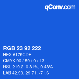 颜色代码: RGB 23 92 222 | qconv.com