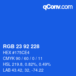 颜色代码: RGB 23 92 228 | qconv.com