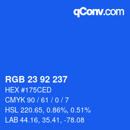 カラーコード: RGB 23 92 237 | qconv.com