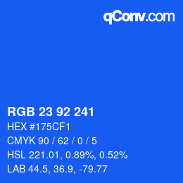 Color code: RGB 23 92 241 | qconv.com