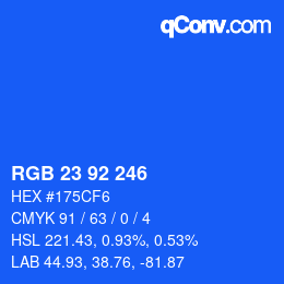 Color code: RGB 23 92 246 | qconv.com