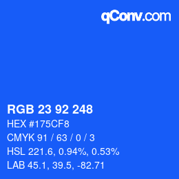 颜色代码: RGB 23 92 248 | qconv.com