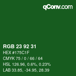 カラーコード: RGB 23 92 31 | qconv.com
