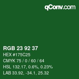 カラーコード: RGB 23 92 37 | qconv.com