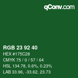 Color code: RGB 23 92 40 | qconv.com
