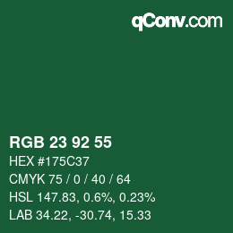 カラーコード: RGB 23 92 55 | qconv.com