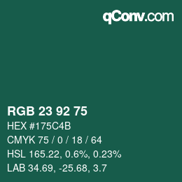 カラーコード: RGB 23 92 75 | qconv.com