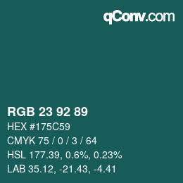 颜色代码: RGB 23 92 89 | qconv.com