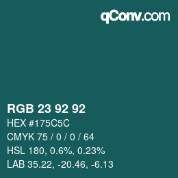 カラーコード: RGB 23 92 92 | qconv.com