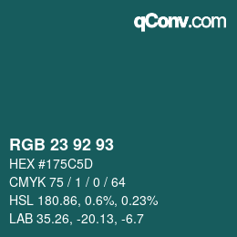 カラーコード: RGB 23 92 93 | qconv.com