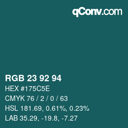 カラーコード: RGB 23 92 94 | qconv.com