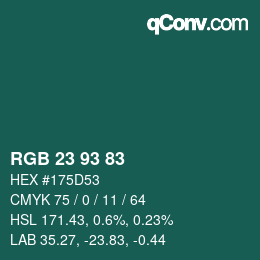 カラーコード: RGB 23 93 83 | qconv.com