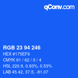 Color code: RGB 23 94 246 | qconv.com