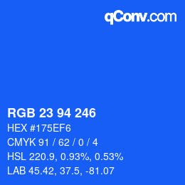 Color code: RGB 23 94 246 | qconv.com