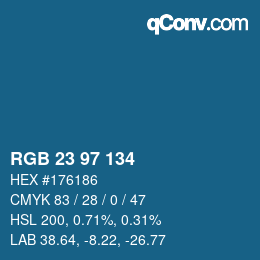 カラーコード: RGB 23 97 134 | qconv.com