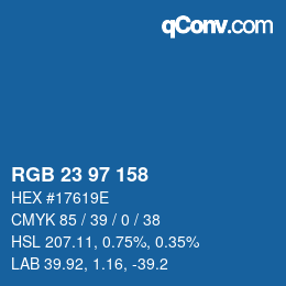 Color code: RGB 23 97 158 | qconv.com