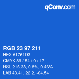 Color code: RGB 23 97 211 | qconv.com