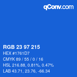 Color code: RGB 23 97 215 | qconv.com