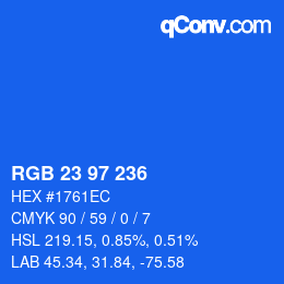 Color code: RGB 23 97 236 | qconv.com