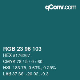 Color code: RGB 23 98 103 | qconv.com