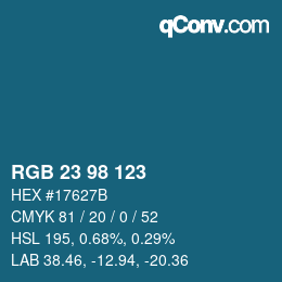 Color code: RGB 23 98 123 | qconv.com