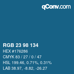 Color code: RGB 23 98 134 | qconv.com