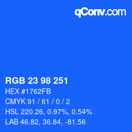 Color code: RGB 23 98 251 | qconv.com