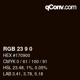 Color code: RGB 23 9 0 | qconv.com