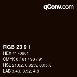 カラーコード: RGB 23 9 1 | qconv.com