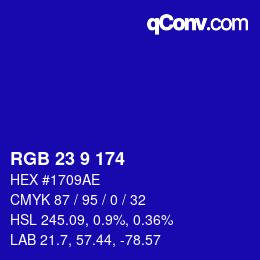 カラーコード: RGB 23 9 174 | qconv.com